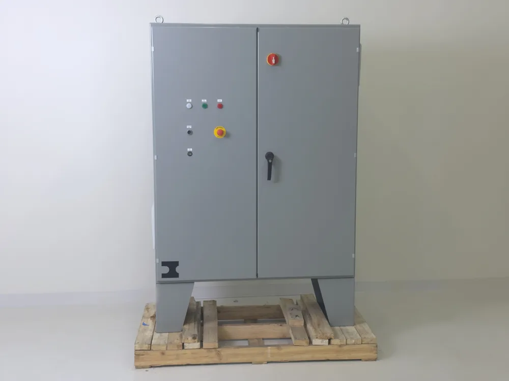 Andean Systems' finished double-door CNC control cabinet.