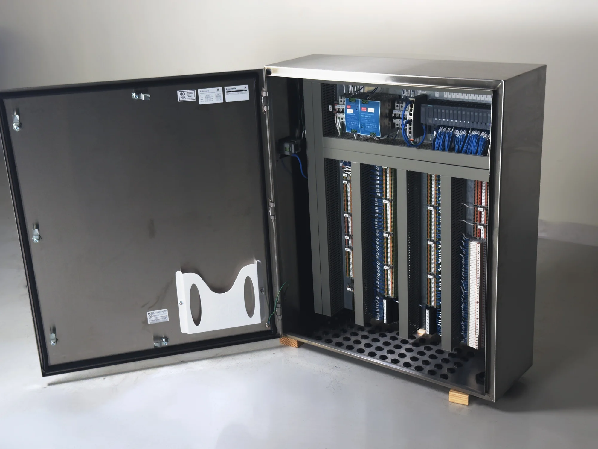 Mariana Minerals remote I/O panel with Siemens hardware and labeled field-terminal rows.